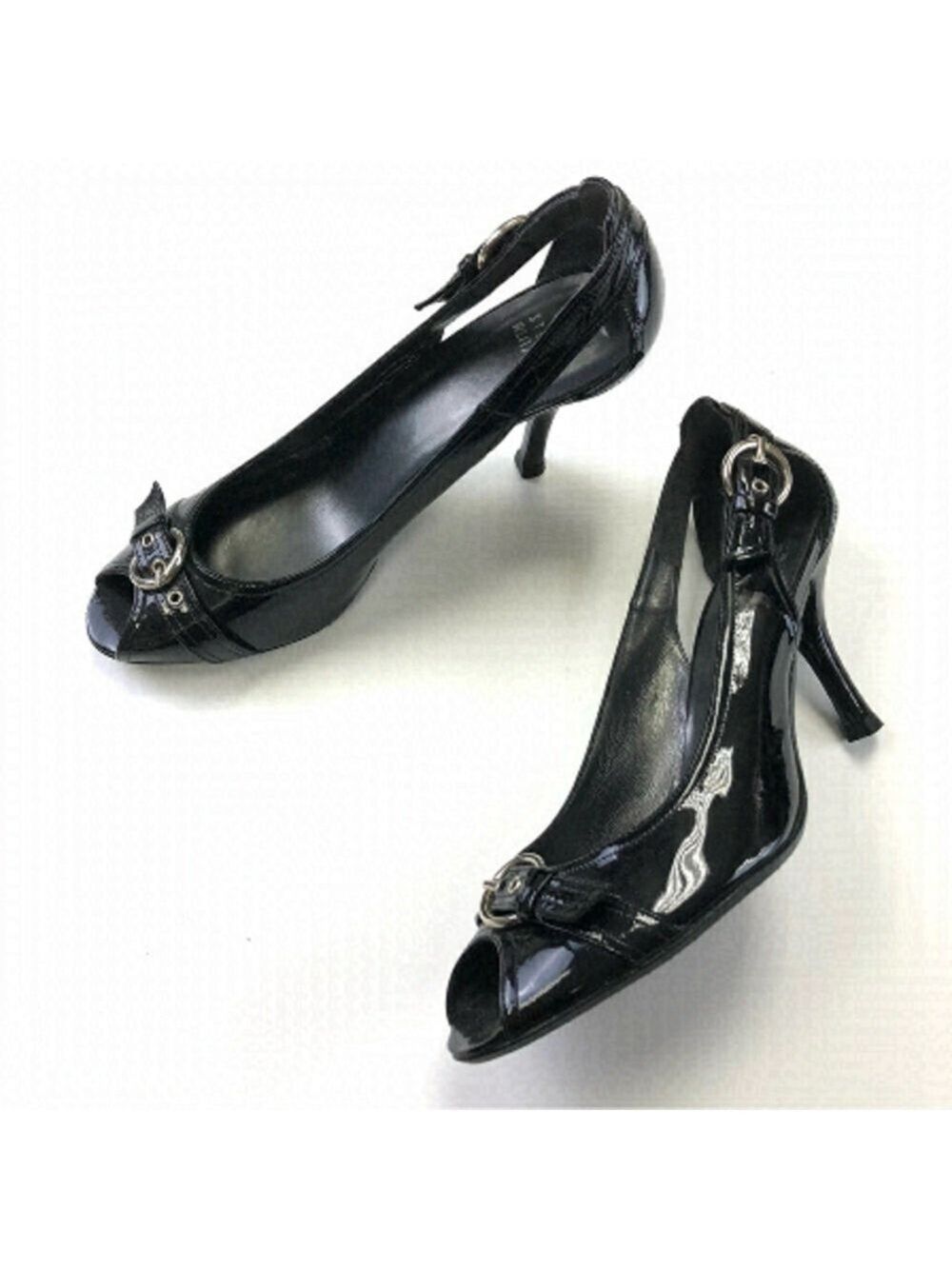 STUART Weitzman patent heels patent pumps with buckle and cutout detail Size 8.5
